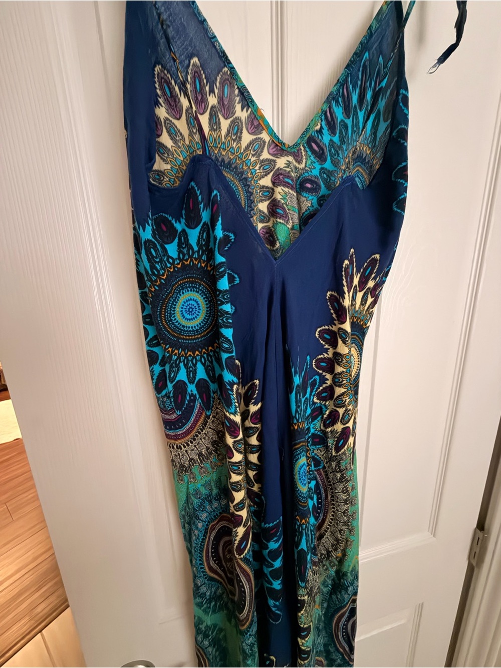 Beach Boho Turquoise Blue Patterned Midi beach dress Preloved Excellent conditio - Picture 5 of 6